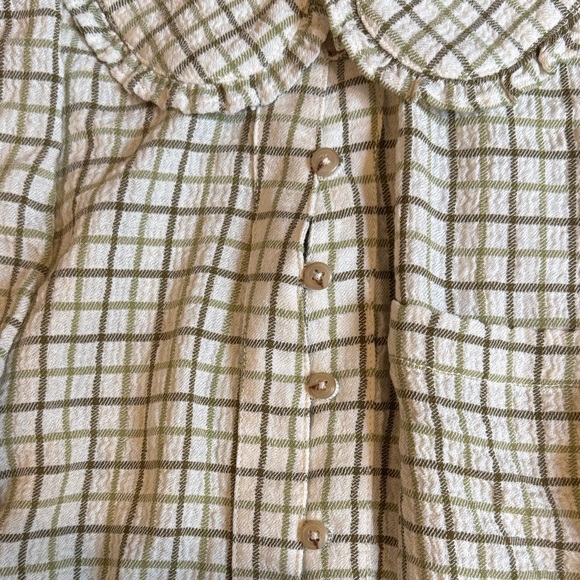 Pilcro Beige and Green Plaid Blouse - Picture 4 of 7